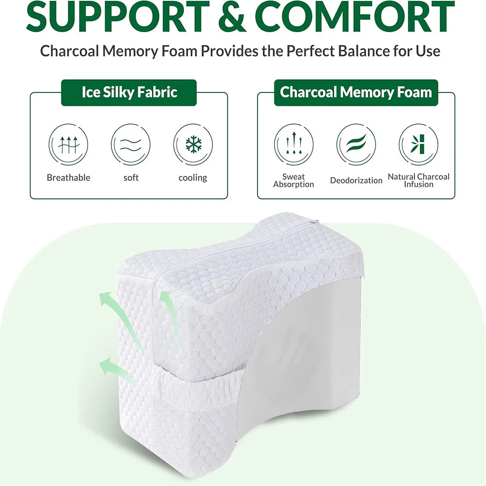 Orthopedic Knee Pillow with Strap – For Side Sleepers, Hip & Back Pain Relief