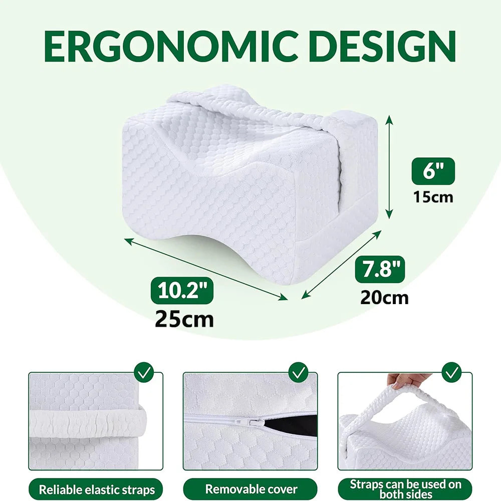 Orthopedic Knee Pillow with Strap – For Side Sleepers, Hip & Back Pain Relief