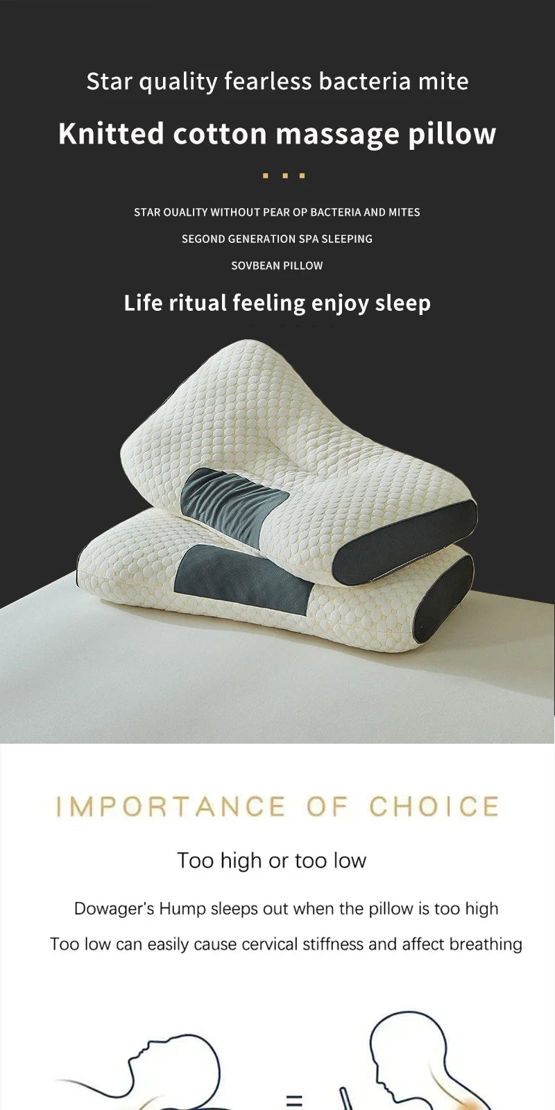 Cervical Orthopedic Neck Pillow – Soybean Fiber Massage Spa Pillow