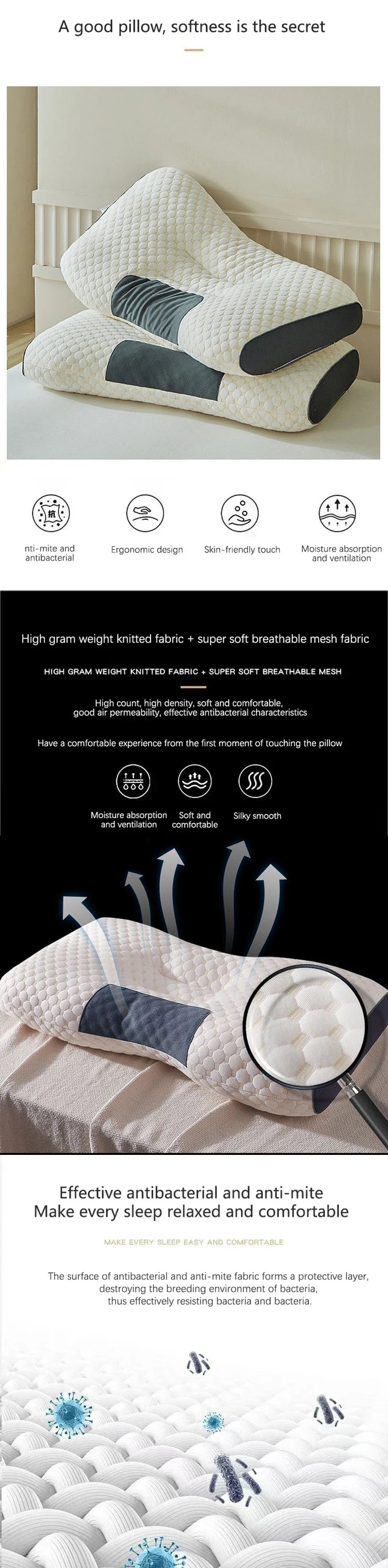 Cervical Orthopedic Neck Pillow – Soybean Fiber Massage Spa Pillow