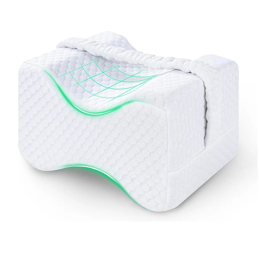 Orthopedic Knee Pillow with Strap – For Side Sleepers, Hip & Back Pain Relief